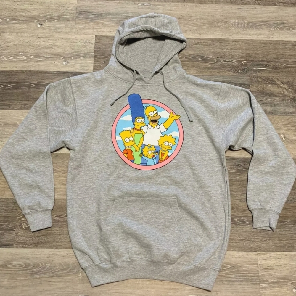 The Simpsons Family Pullover Hoodie Men’s Grey NEW